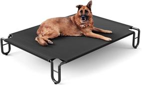 img 4 attached to 🐾 Faydudu Portable Elevated Cooling Dog Bed, Large, Black – Washable & Breathable Mesh, Non-Slip Rubber Feet for Indoor & Outdoor Use