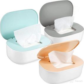 img 4 attached to 👶 Baby Wipe Dispenser with Lids - 3 Pack | Refillable Wipes Holder Case | Flushable Diaper Wipes Container | Non Slip Pad and Dustproof Tissues