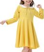 girl's short and long sleeve casual vintage peter pan collar fit and flare skater party dress 2-12 years 4 logo