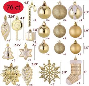 img 2 attached to Набор 76-каратных золотых небьющихся елочных украшений - рождественские декоративные подвесные шары