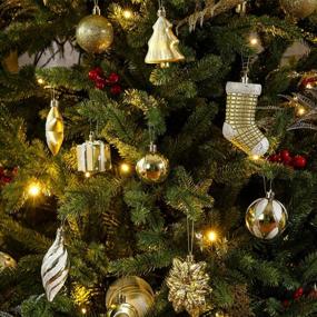 img 1 attached to Набор 76-каратных золотых небьющихся елочных украшений - рождественские декоративные подвесные шары