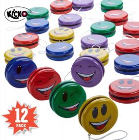 img 3 attached to Набор из 12 разноцветных йо-йо Happy Face - идеальные сувениры для вечеринок и наполнители для пиньяты для детей!