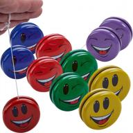 набор из 12 разноцветных йо-йо happy face - идеальные сувениры для вечеринок и наполнители для пиньяты для детей! логотип