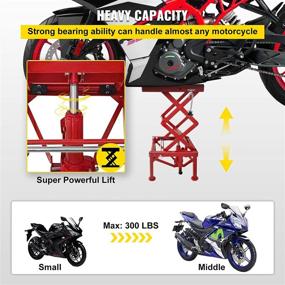 img 2 attached to 🔴 VEVOR 300LBS Hydraulic Motorcycle Lift Table: Red Scissor Lift Stand with Fastening Straps - Adjustable and Reliable!