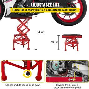 img 1 attached to 🔴 VEVOR 300LBS Hydraulic Motorcycle Lift Table: Red Scissor Lift Stand with Fastening Straps - Adjustable and Reliable!