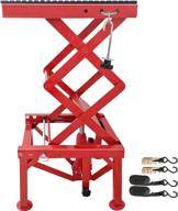 🔴 vevor 300lbs hydraulic motorcycle lift table: red scissor lift stand with fastening straps - adjustable and reliable! logo