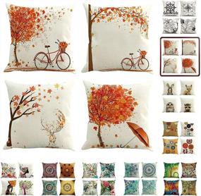 img 4 attached to Set Of 4 CALIYO Cotton Line Decorative Pillow Covers, 16X16 Inch Square Pillow Cases For Living Room, Bedroom, And Outdoor Sofa Cushion Pillowcases