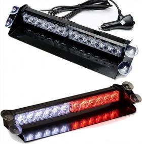 img 4 attached to SMALLFATW Portable Emergency Light 15” 12 LED 9 Flashing Modes 4 Powerful Suction Cups, Super Bright Mini Visor Strobe Light Bar, Dash Windshield Warning Light For Vehicles Car Truck, Red&White 1PCS