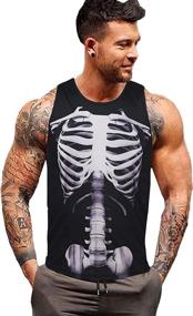 img 4 attached to Men'S Athletic Workout Gym Sleeveless Muscle Tank Top - GRAJTCIN Skeleton Shirt