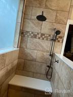 img 1 attached to Gabrylly Brushed Gold Wall Mounted Slide Bar Shower System With High Pressure 10" Rain Shower Head, 5-Setting Handheld Shower Set, And Valve Trim Diverter. review by James Cross