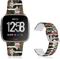 🎄 doo uc soft siliconefadeless pattern printed replacement sport strap bands - 22mm christmas flora bands compatible with fitbit versa/fitbit versa 2/fitbit versa lite for men, women, and girls логотип