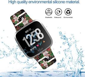 img 2 attached to 🎄 DOO UC Soft SiliconeFadeless Pattern Printed Replacement Sport Strap Bands - 22mm Christmas Flora Bands Compatible with Fitbit Versa/Fitbit Versa 2/Fitbit Versa Lite for Men, Women, and Girls