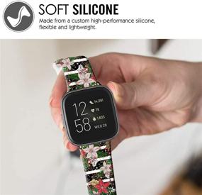 img 1 attached to 🎄 DOO UC Soft SiliconeFadeless Pattern Printed Replacement Sport Strap Bands - 22mm Christmas Flora Bands Compatible with Fitbit Versa/Fitbit Versa 2/Fitbit Versa Lite for Men, Women, and Girls