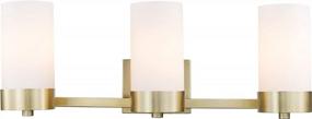 img 3 attached to Matte Brass Vanity Light With Frosted Glass Shades - Globe Electric Marcie 3-Light