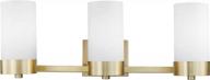 matte brass vanity light with frosted glass shades - globe electric marcie 3-light logo