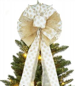 img 4 attached to Large Champagne Gold Christmas Tree Topper Bow With Streamers And Wired Edges - 12X31.5 Inches - Perfect For Xmas Decorations And Home Decor - Single Side Packaging Included
