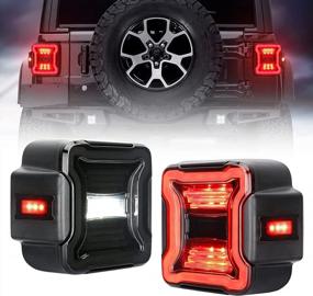img 4 attached to Jeep Wrangler JL 2018-2021 LED Tail Lights With Reverse Light, Turn Signal Lamp, Running Lights & Side Marker Light - SUPAREE