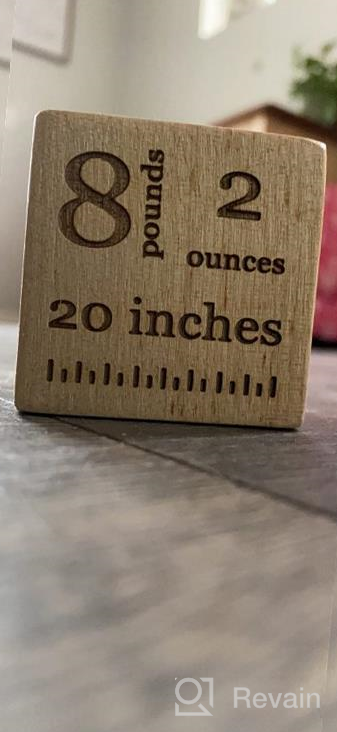 img 1 attached to Personalized Baby Block Gift For Newborn Boy Or Girl - Custom Birth Announcement Wood Wooden Block By Glitzby review by Sean Lafond