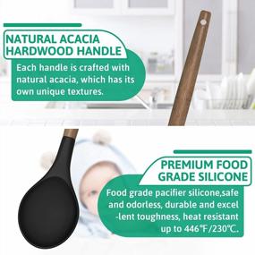 img 1 attached to Deedro Black Silicone Kitchen Utensils Set - 7 Piece Cooking Utensils Set With Natural Acacia Wood Handles, High Heat Resistant Kitchen Gadgets And Tools Set For Improved SEO