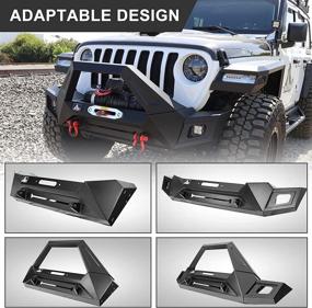 img 2 attached to 🚗 ROXX Front Bumper for 2018-2021 Jeep Wrangler JL - Rock Crawler Bumper with Hitch Receiver, 4 LED Lights & 2 D-Rings (Compatible ONLY with Wrangler JL)