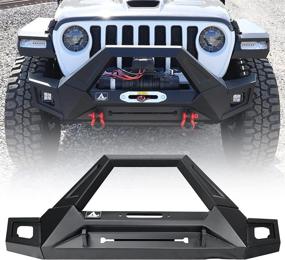 img 4 attached to 🚗 ROXX Front Bumper for 2018-2021 Jeep Wrangler JL - Rock Crawler Bumper with Hitch Receiver, 4 LED Lights & 2 D-Rings (Compatible ONLY with Wrangler JL)