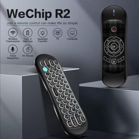 img 4 attached to Black WeChip R2 Air Remote With Voice And Backlit Keyboard - 2.4G Wireless For Android TV Box, PC, Projector, And HTPC (Not Compatible With Smart TV)
