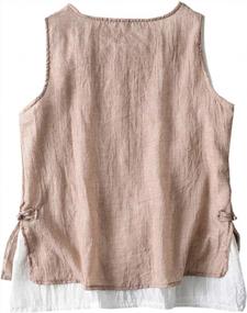 img 3 attached to Women'S Summer Vest Tank Top Sleeveless Lightweight Linen Double-Layered Shirt