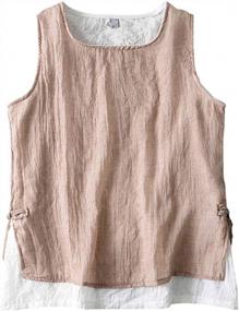 img 4 attached to Women'S Summer Vest Tank Top Sleeveless Lightweight Linen Double-Layered Shirt
