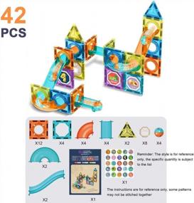 img 3 attached to LJXZXMY Magnetic Tiles Pipe Magnetic Blocks Magnets Toys For Kids Toddler Toys Magnetic Building Set Magnet Tiles Building Block For Girl Boy Toys 42PCS