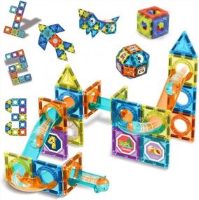 img 4 attached to LJXZXMY Magnetic Tiles Pipe Magnetic Blocks Magnets Toys For Kids Toddler Toys Magnetic Building Set Magnet Tiles Building Block For Girl Boy Toys 42PCS