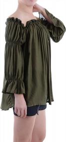 img 3 attached to Anna-Kaci Womens Semi Sheer Boho Peasant Long Sleeve Off The Shoulder Top