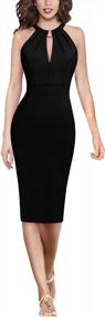 img 3 attached to VFSHOW Women'S Halter Neck Keyhole Cocktail Dress - Ruched Slim Fitted Bodycon Pencil Dress