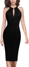 img 4 attached to VFSHOW Women'S Halter Neck Keyhole Cocktail Dress - Ruched Slim Fitted Bodycon Pencil Dress