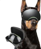 🐾 large breed dog goggles by petleso - uv protection sunglasses for medium to large dogs with detachable lens - green frame and black lens logo