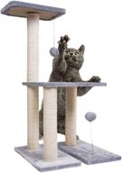 🐱 dimaka cat tree: dual-level 30" tall cat activity tree with sisal scratching post and 2 interactive tease toy balls logo