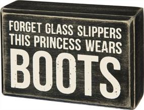 img 1 attached to Primitives By Kathy Box Sign-Princess Boots, 4.5X3 Inches, Black, White