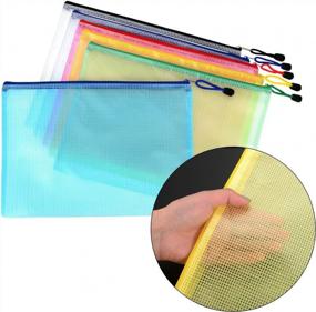 img 3 attached to Stay Organized With Oaimyy A5 Mesh Zipper Pouch File Folders - 6 Pack Multicolor For School, Office, And Travel