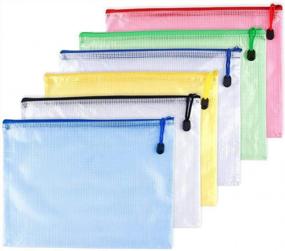 img 4 attached to Stay Organized With Oaimyy A5 Mesh Zipper Pouch File Folders - 6 Pack Multicolor For School, Office, And Travel