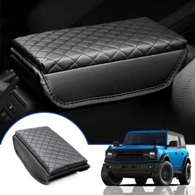 img 4 attached to 🛡️ Waterproof Armrest Cover for Ford Bronco 2021 2022, Mabett Center Console Protector - Prevent Dog Scratches, Black Armrest Seat Box Cover, 2/4-Door Accessories