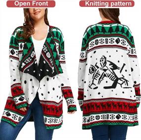 img 2 attached to GOSOPIN Women'S Christmas Cardigan With Reindeer And Snowflake Print, Open Front And Long Sleeves, Knitted Coat With Geometric Pattern