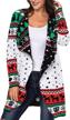 gosopin women's christmas cardigan with reindeer and snowflake print, open front and long sleeves, knitted coat with geometric pattern logo