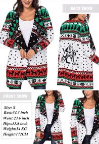 img 3 attached to GOSOPIN Women'S Christmas Cardigan With Reindeer And Snowflake Print, Open Front And Long Sleeves, Knitted Coat With Geometric Pattern