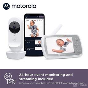 img 2 attached to 👶 Motorola VM44 WiFi Video Baby Monitor with Camera 4.3" HD Screen - Nursery App Connection, 1000ft Long Range, Two-Way Audio, Remote Pan-Tilt-Zoom, Room Temperature, Lullabies, Night Vision
