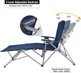 img 1 attached to REDCAMP Ultra-Comfortable Portable Reclining Camping Chair With Adjustable Backrest And Storage Bag - Ideal For Outdoor, Beach, Backyard, Office Use With 350Lbs Weight Capacity