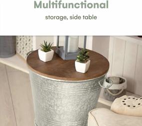 img 3 attached to Accentuate Your Home With Hallops Farmhouse Galvanized Rustic Side Table - Metal Storage Ottoman With Wood Cover And Legs