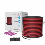 100ft extension wire cord for led strip lights - high-grade tinned copper, 20awg 2 conductors, red & black color, 12v dc compatible logo