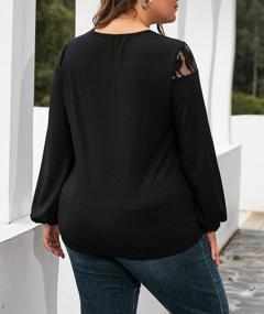 img 3 attached to LALAGEN женские блузки больших размеров повседневные кружевные топы с длинными рукавами и v-образным вырезом футболка
