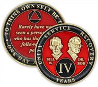 commemorate your 4 year sobriety with a special founder's triplate aa chip in red - perfect alcoholics anonymous gift to celebrate recovery anniversary logo