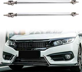 img 1 attached to 🛠️ Adjustable Front Bumper Lip Splitter Strut Rod Tie Support Bars - Pack of 2, Universally Compatible (7.87”, Silver)