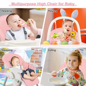 img 3 attached to Foldable INFANS High Chair With 7 Height Levels, 4 Reclining Backrests, And 3 Footrest Settings For Babies And Toddlers - Removable Tray, Built-In Wheels With Locks, Pink